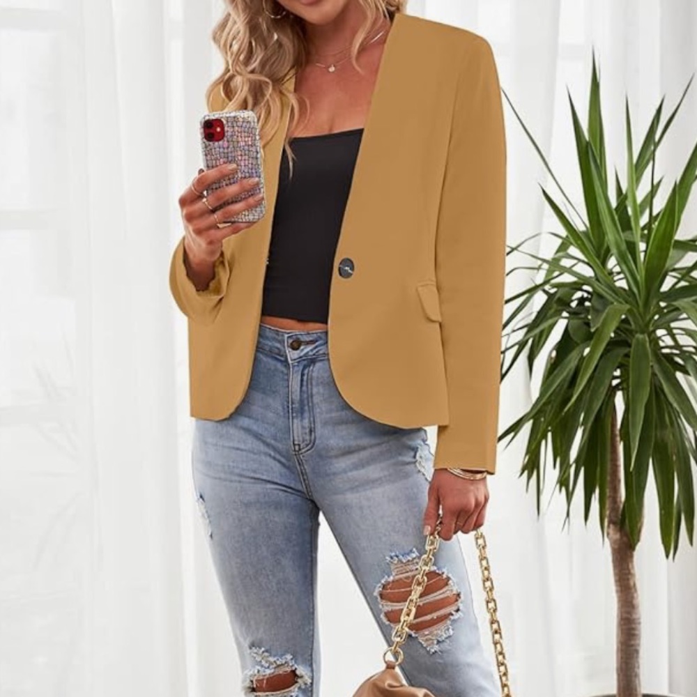 Women's Business Casual Pockets  Office Blazer Back Slit Jacket Suit NWOT Large